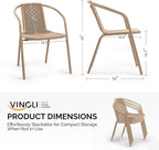 VINGLI PE Rattan Outdoor Dining Chairs Set of 2, Plastic Stackable Patio Chairs for Indoor, Porch, Restaurant, Garden,Champagne
