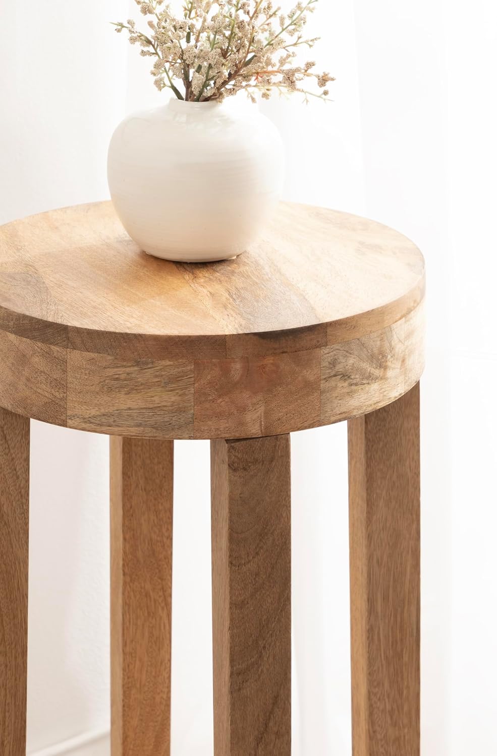 Kate and Laurel Talcott Modern Round Wood Side Table, 12 x 12 x 28, Natural W...