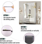 Silver Bathroom Mirror for Wall, 36x24 Inch Rectangular Aluminum Alloy Framed Mirror, Modern Wall Mounted Vanity Mirror for Bathroom, Vertical or Horizontal