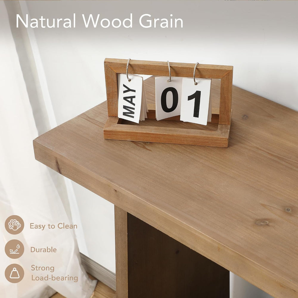 HOKYHOKY 43.3" Wood Console Table for Entryway,Farmhouse Sofa Table, Bro...