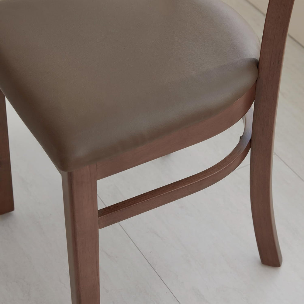Livinia Bay Dining Chair Set of 2, Solid Malaysian Oak PU Leather Upholstered...