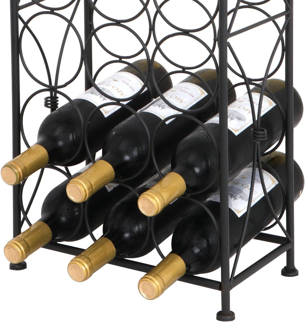 F2C 23 Bottles Wine Rack Stand Floor Wine Holder Metal Construction Free Standing Elegant French Style