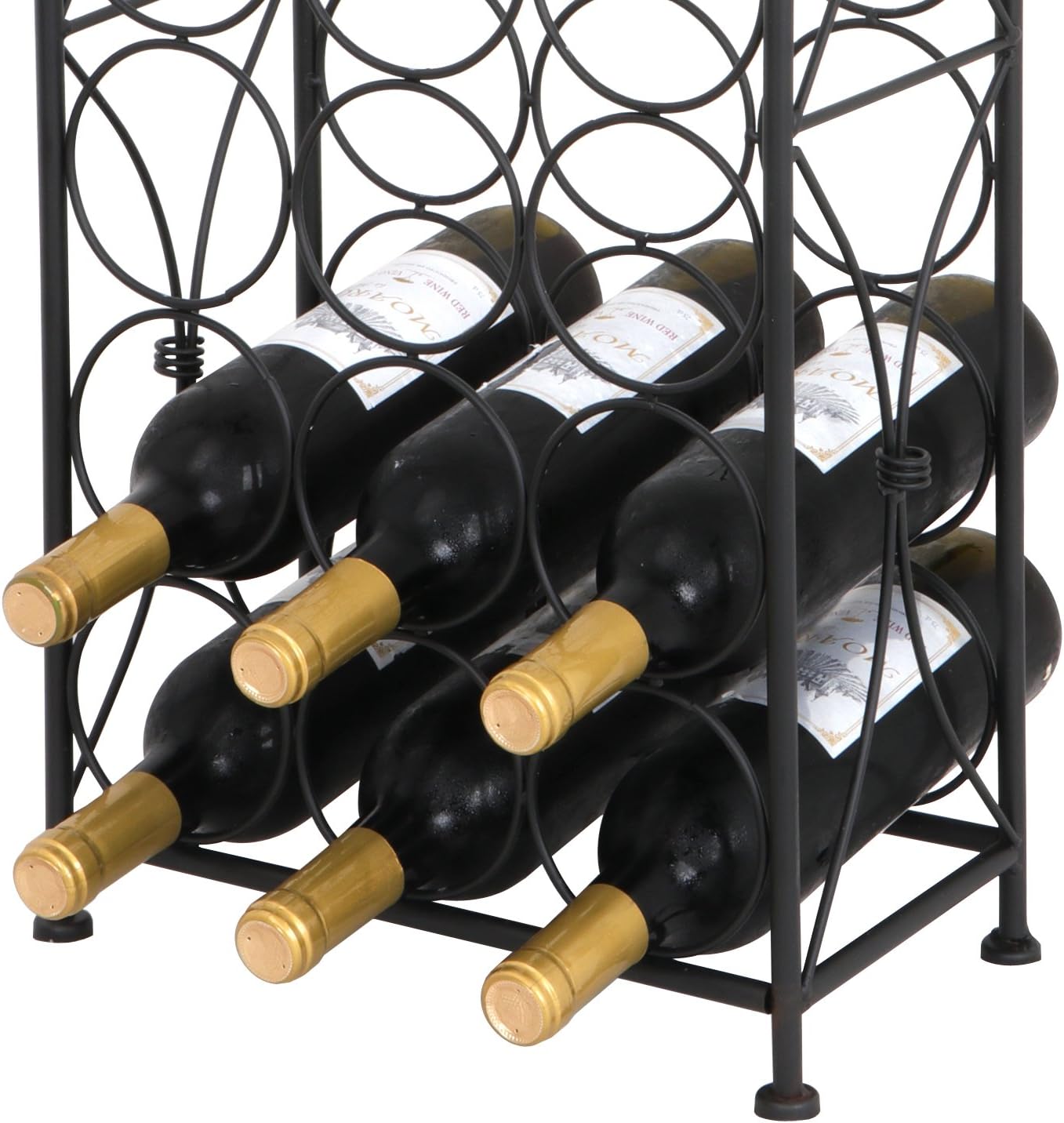 F2C 23 Bottles Wine Rack Stand Floor Wine Holder Metal Construction Free Standing Elegant French Style