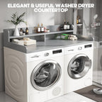 2-Tier Washer and Dryer Countertop with 2.75" H Guard,58" W x 28" D Laundry Countertop Cover with Non-Slip Pad,Large Space Laundry Topper for Folding Clothes Over Washer and Dryer-Grey