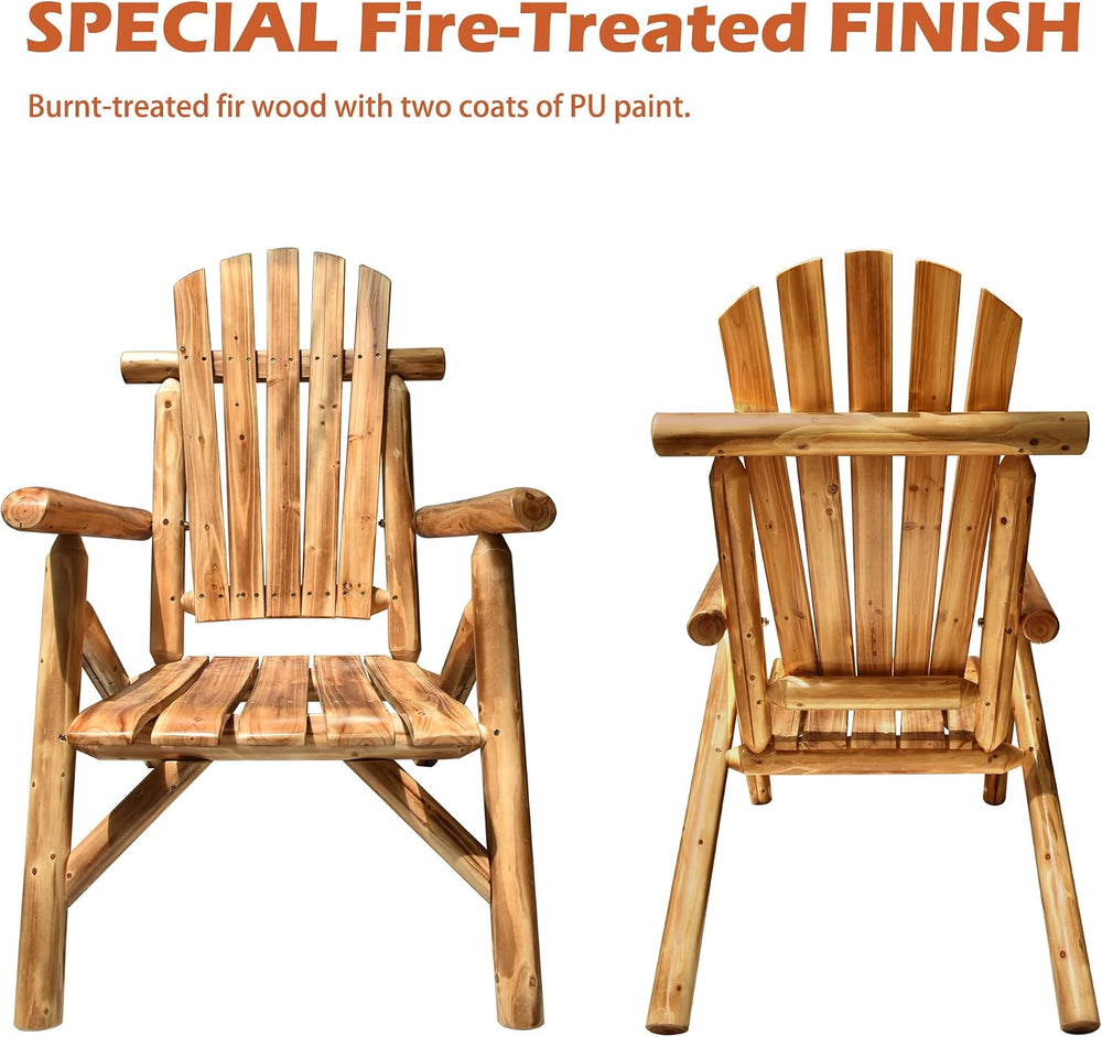 DJL Adirondack Wooden Chair Outdoor Patio Lounge Log Cabin Furniture Rustic S...