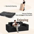 Luxanimarion 77'' Modern Small Cloud Loveseat Sofa, Boneless Love Seat | No Assembly Required Comfy Couches Includes 2 pcs Pillows for Living Room, Bedroom, Apartment, Polar Fleece Black