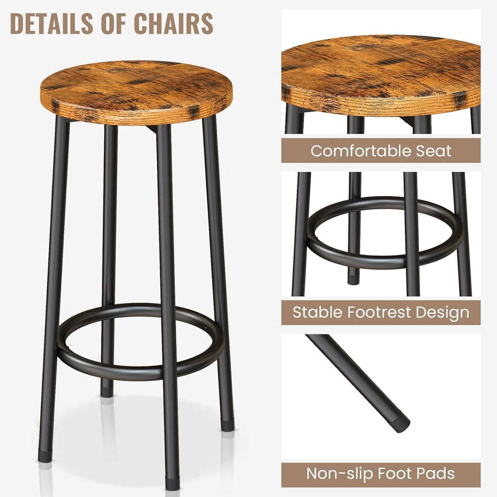 AWQM Kitchen Island with Seating & Storage Shelf, Modern Bar Table and Chairs Set for 2, Wooden Island Table for Kitchen, Dining Table Set for Small Space, Walnut Color
