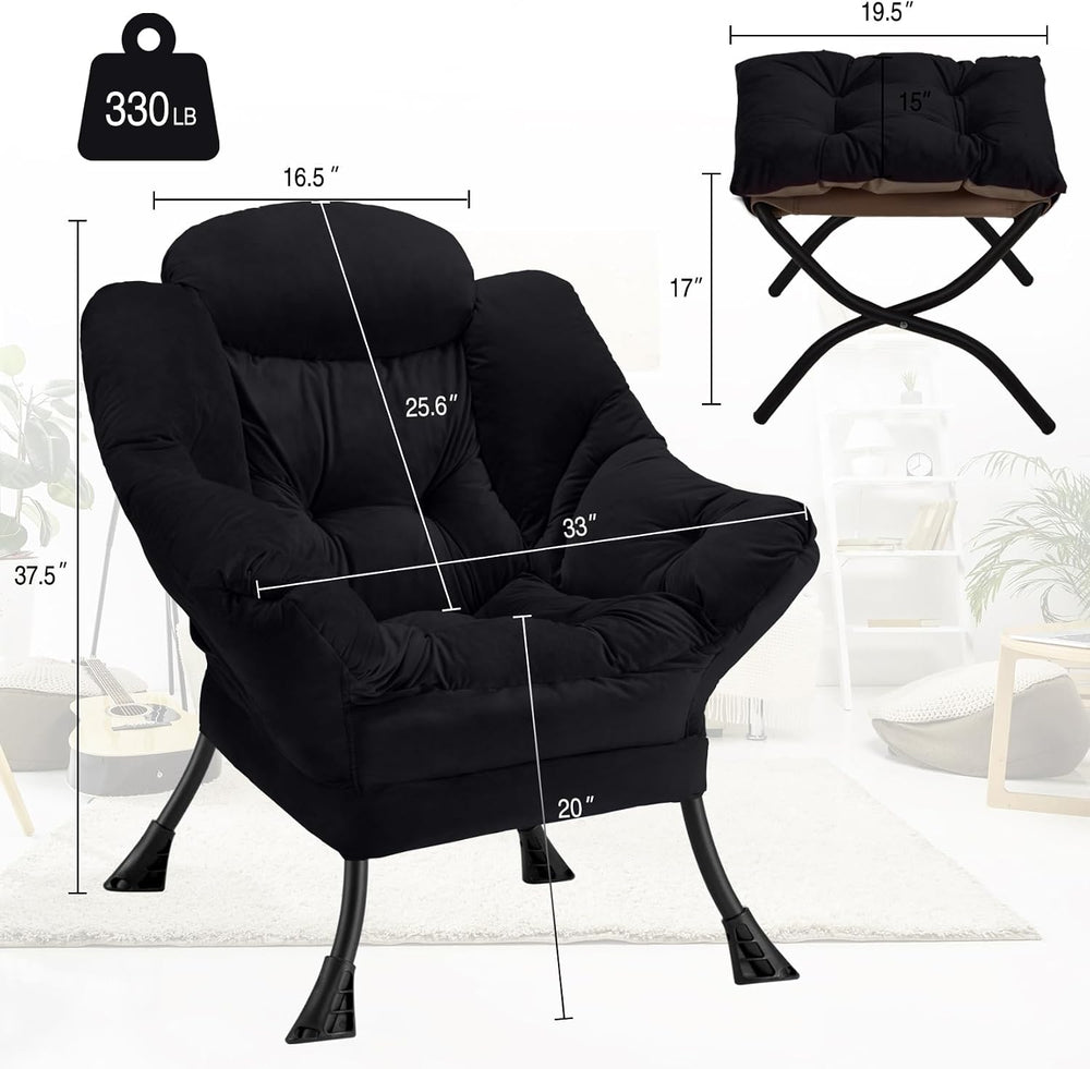 Lazy Chair with Folding Ottoman Modern Large Accent Chair,Contemporary Lounge...
