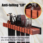 Premium Walnut Wood Belt Organizer with Sliding System - 12-Belt Heavy-Duty Belt Holder, Wall-Mounted Belt Hanger for Closet, Space Saving Storage & Elegant Father’s Day Gift