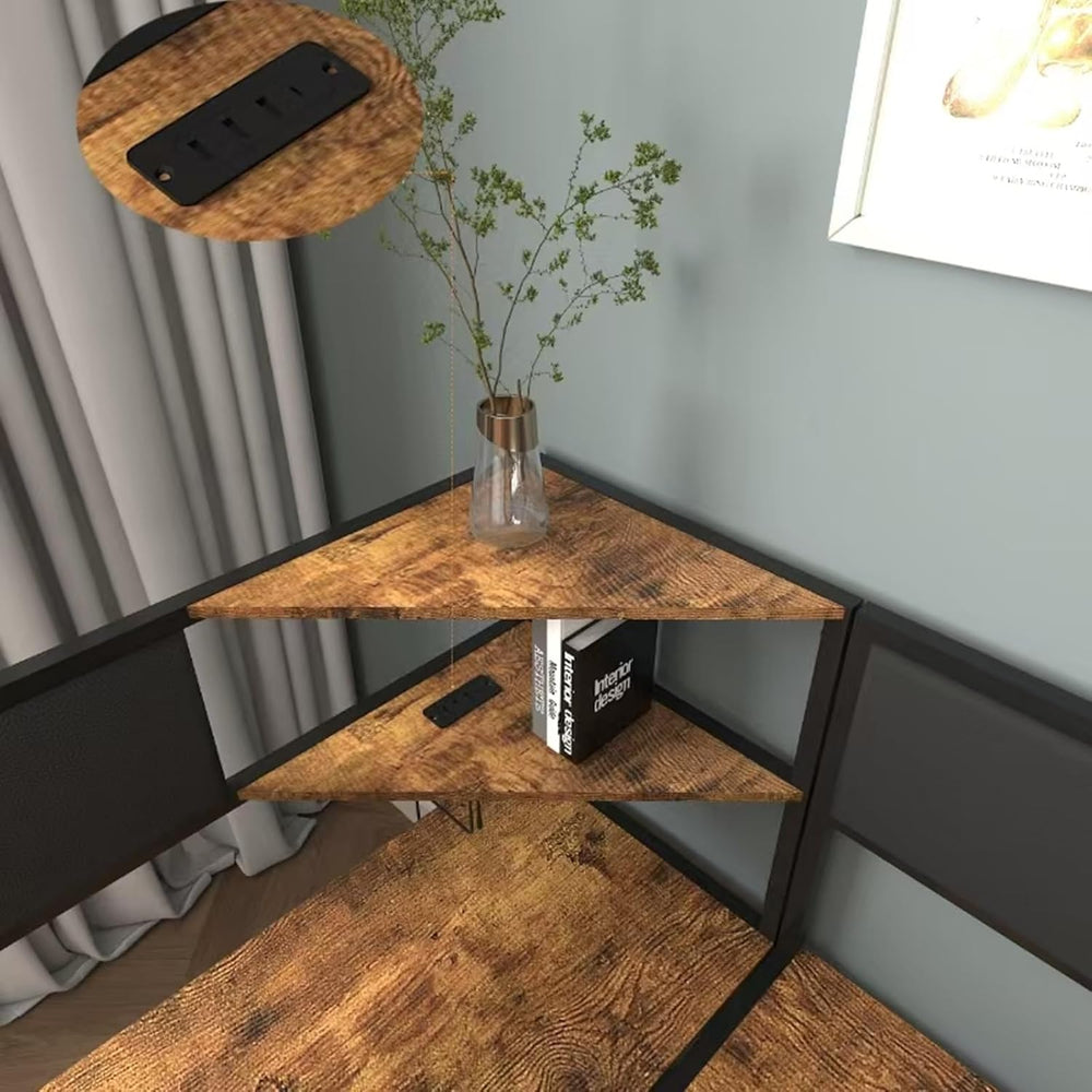 KEIKI 3-Piece Corner Dining Table Set for 4-6, Industrial Kitchen Table and C...