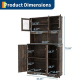 70'' Kitchen Pantry Cabinet with Power Outlet, Freestanding Kitchen Storage Cabinet with Acrylic Doors, Microwave Stand & Adjustable Shelf, Coffee Bar Cupboard for Dining Room, Living Room