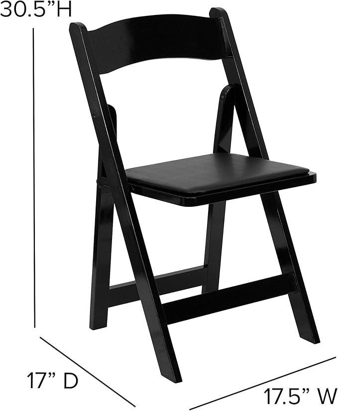 Flash Furniture HERCULES Series Black Wood Folding Chair with Vinyl Padded Seat