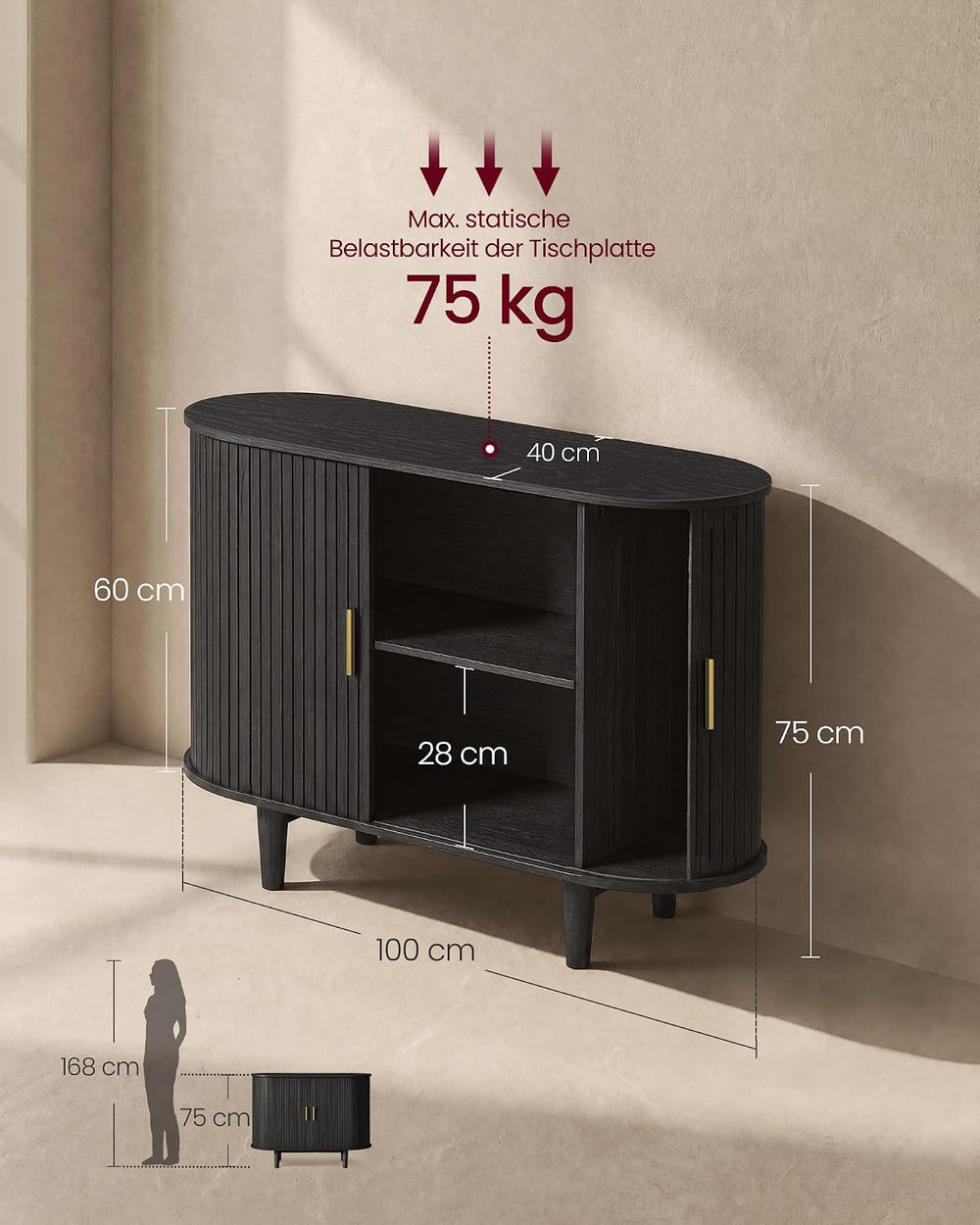 VASAGLE Storage Cabinet, Sideboard with Adjustable Shelves