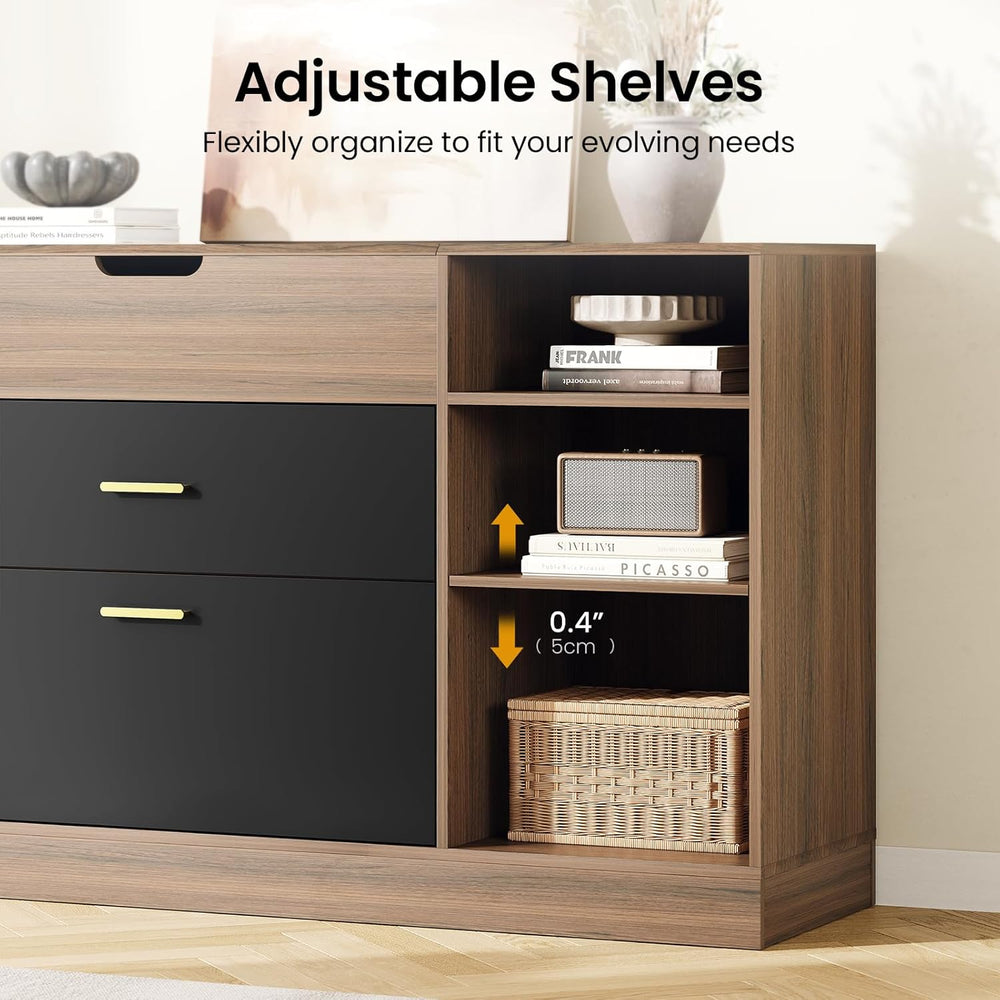ModernMate Office File Cabinet w/ 2 Drawers, 47.2" Flip - Top Lateral Fi...
