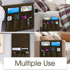 Joywell Tv Controller Holder for Couch Armchair Caddy Recliner Armrest Organizer Non Slip Sofa Arm Chair Caddie with 6 Pocket Storage for Magazine, Tablet, Phone, iPad, Dark Chocolate