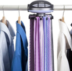 Motorized Tie Rack Stores Up to 50 Ties– Closet Organizer, Holds & Displays Up to 50 Ties Or Belts, Rotation Operates with Batteries. Great Gift Idea for Fathers Day