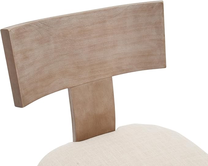 chairus Farmhouse Dining Chairs Set of 2, Upholstered Accent Chairs with Natural T-Shape Wood Back Armless Kitchen Chairs with Soft Pad, Linen Beige