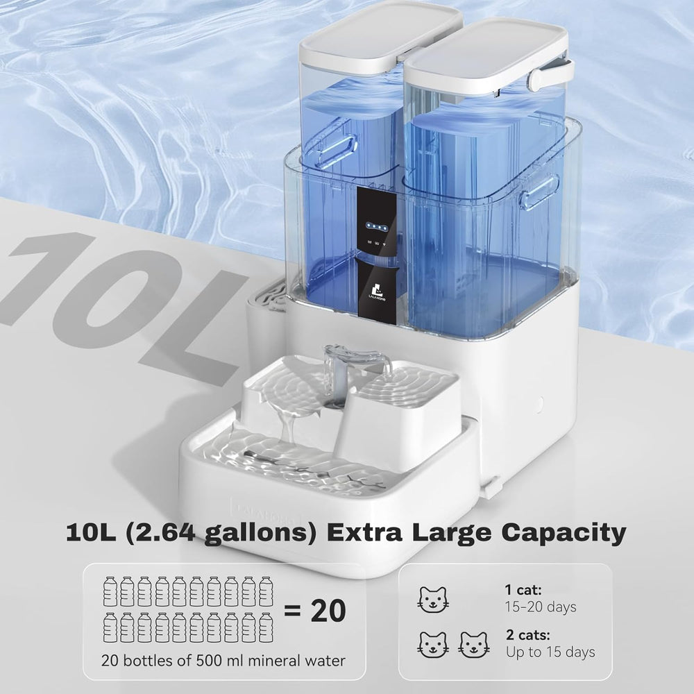 Automatic Cat Water Fountain 10L/338oz Self Filling and Cleaning, Pet Water D...