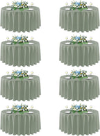 sancua Round Tablecloth 90 Inch Fit 30-72 Inch Tables, 8 Pack Sage Green | Circle Polyester Fabric Table cloth for Wedding Party Reception Banquet Birthday, Washable Formal Covers