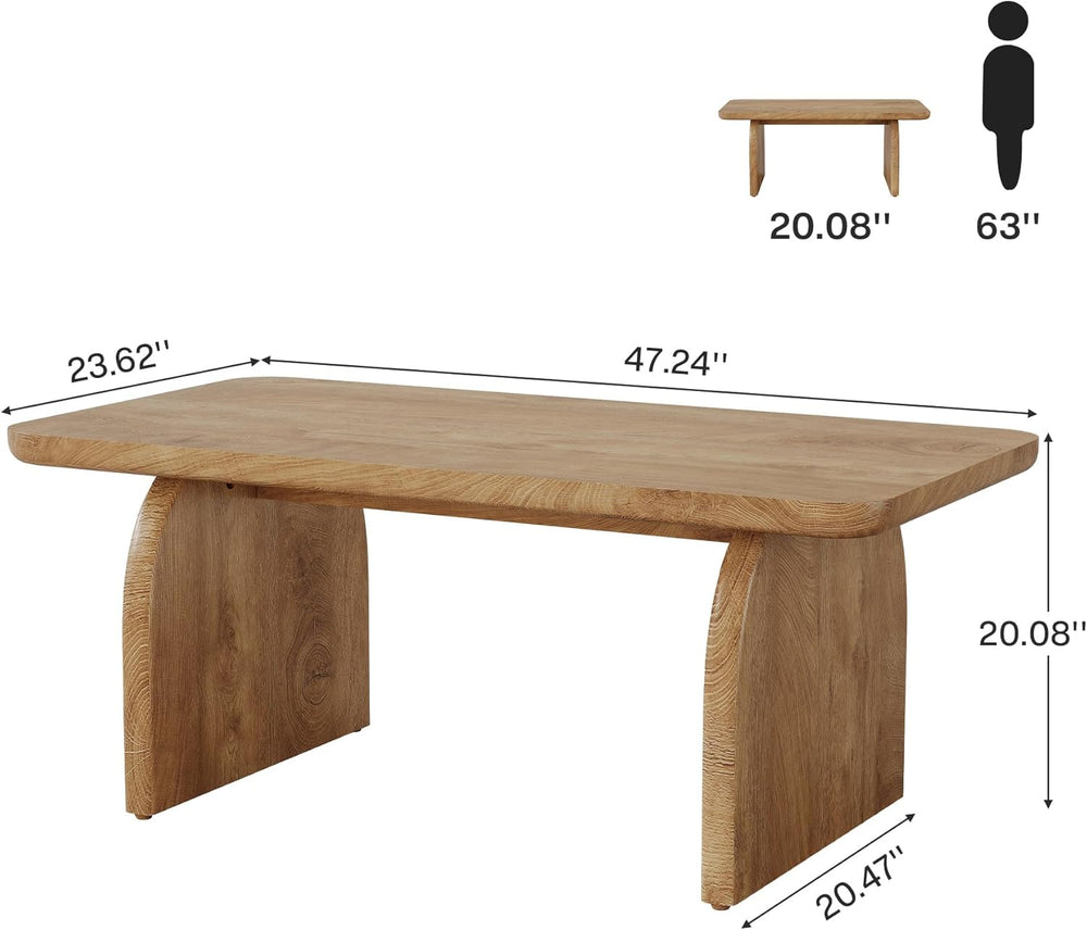 Tribesigns Rectangle Coffee Table, 47-Inch Wood Rectangular Living Room Table...