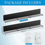DTUQYX Metal Magnetic Book Shelf: 2-Pack 17” Magnetic Bookshelves for Whiteboard with 2 Pen Containers Strong Adsorption, Durable Floating Book Display Shelf, Movable Office File Holder (Black)