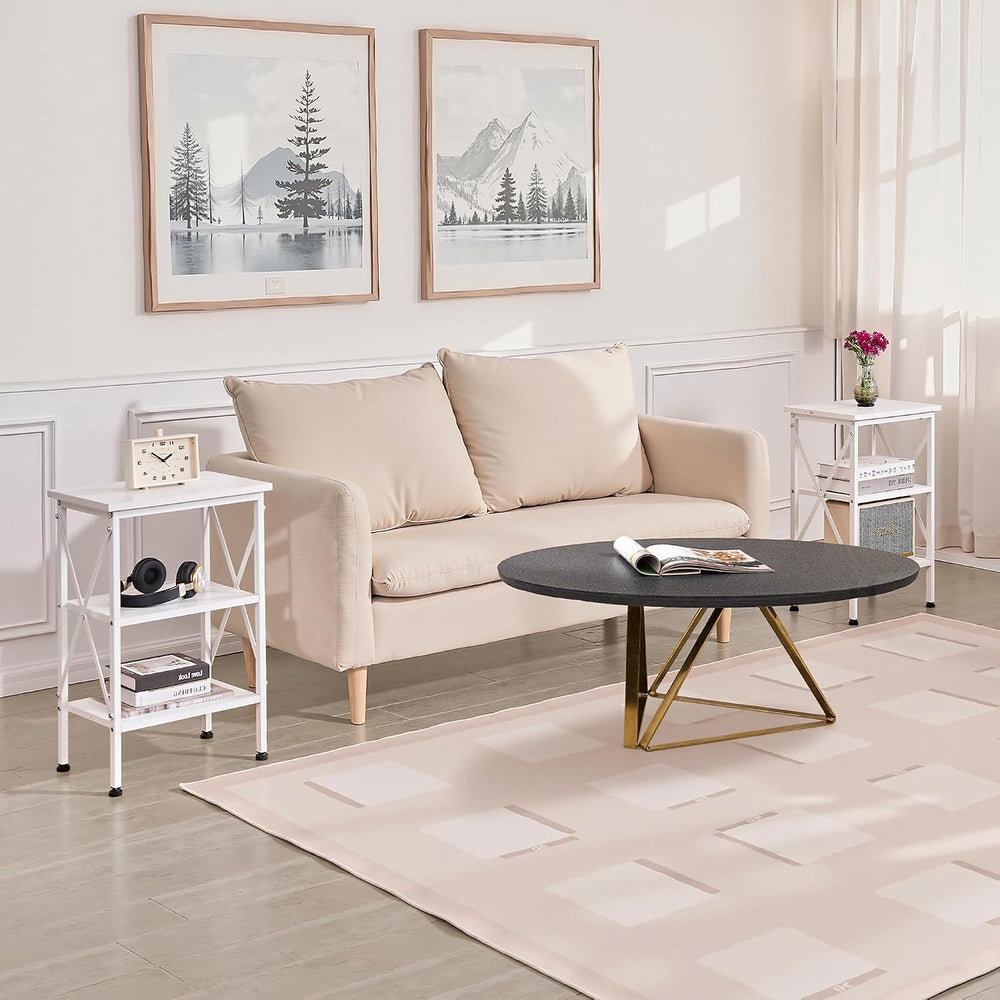 VECELO End Side Table Night Stand,X-Design with Storage Shelf for Bedroom,Liv...