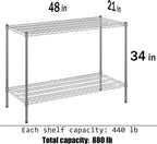 21" Deep x 48" Wide x 34" Height Wire Shelving Kit | 2-Tier | NSF Commercial Storage Rack Unit
