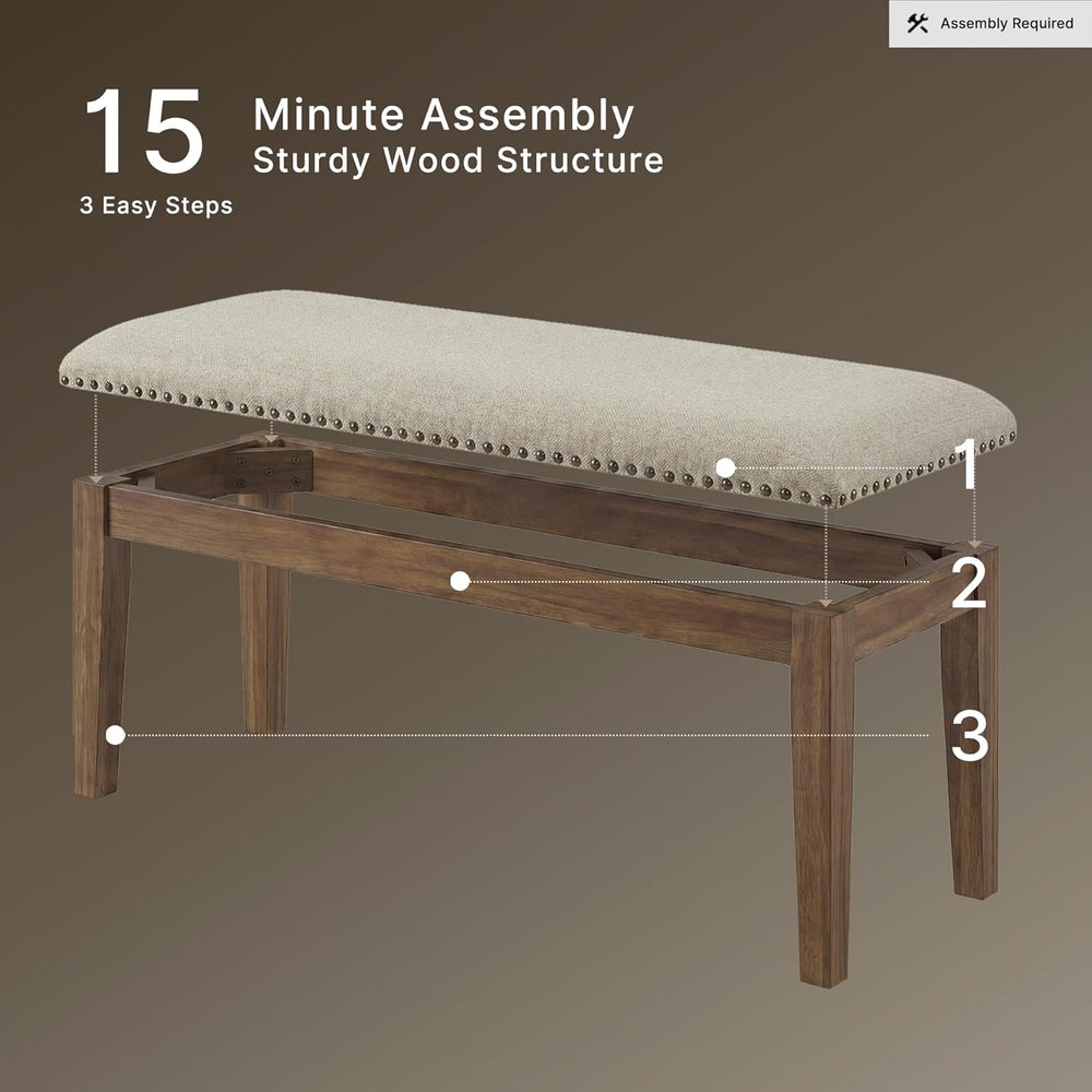 Signature Design by Ashley Moriville Wood Upholstered Dining Bench, Beige