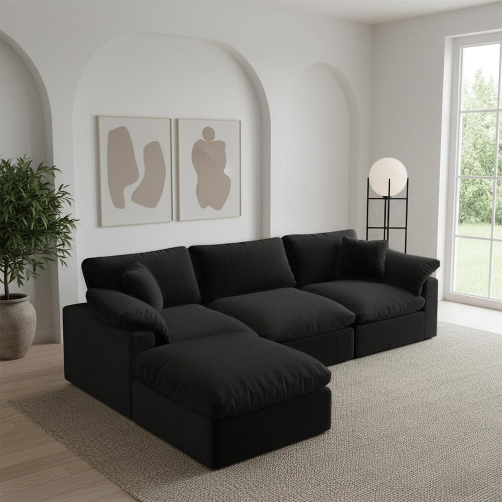 Modular Sectional Sofa Cloud Couch,Down Filled Comfy Cloud Modern Sofa,Black ...