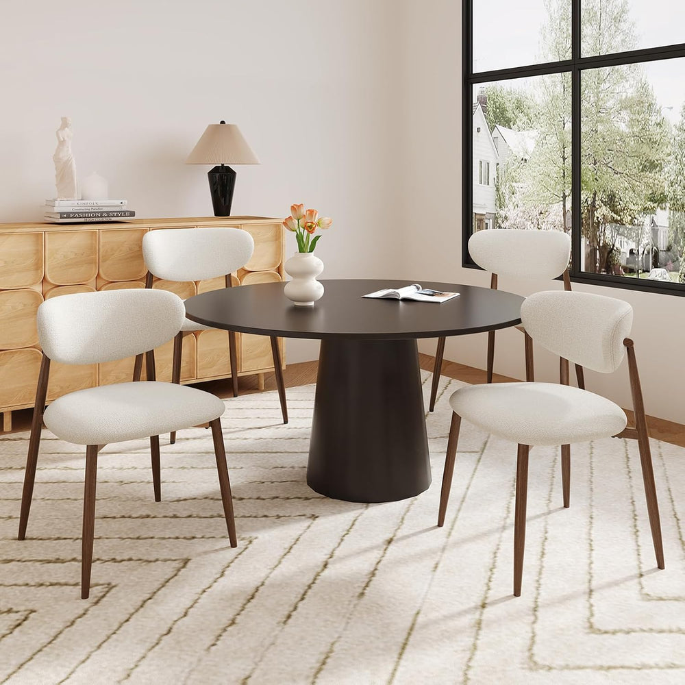 MALOL Upholstered Curved Back Dining Chairs Set of 6, Beige