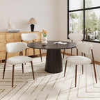 Dining Chairs Set of 4, Upholstered Dining Room Chairs with Metal Legs and Anti Slip Pads, Curved Back Kitchen Chair for Home and Restaurant Use, Beige