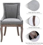 Gray Dining Chairs Set of 2, Kitchen & Dining Room Chairs, Fabric Upholstered Dinning Chairs, Sillas De Comedor, Nailhead Trim, Wood Legs (Grey, 2 Pcs)