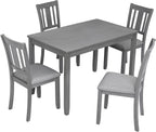 LUMISOL 5-Piece Modern Dining Set, Rectangular Wooden Kitchen Table with 4 Upholstered Chairs for Kitchen, Dining Room, Living Room, Grey