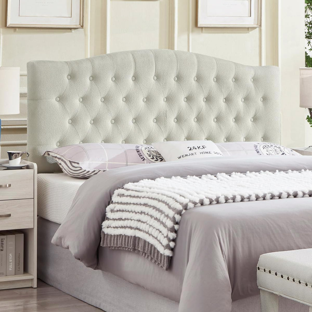 24KF Boucle Upholstered Tufted Button Queen Headboard and Comfortable Fashion...