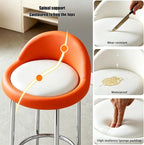 Counter Stool, Tall Executive Office Chair, High Barstools, Metal Frame, for Kitchen Island, Reception, Cafe, Changing Room(Orange+White,High 70CM)