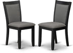 X07MZ-BC6-50 - 10-Pc Dining Table Set a Kitchen Table with a coffee Table and a wooden Bench & 7 Dark Gotham Grey Fabric Dining Chair, 39x120 Inch, Wire Brushed Black