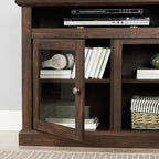 TV Stand for 65" TV: 60 Inch Entertainment Center Console with Glass Doors | Tall Rustic Wood TV Cabinet with Adjustable Shelves and Storage Cabinet for Living Room - Brown