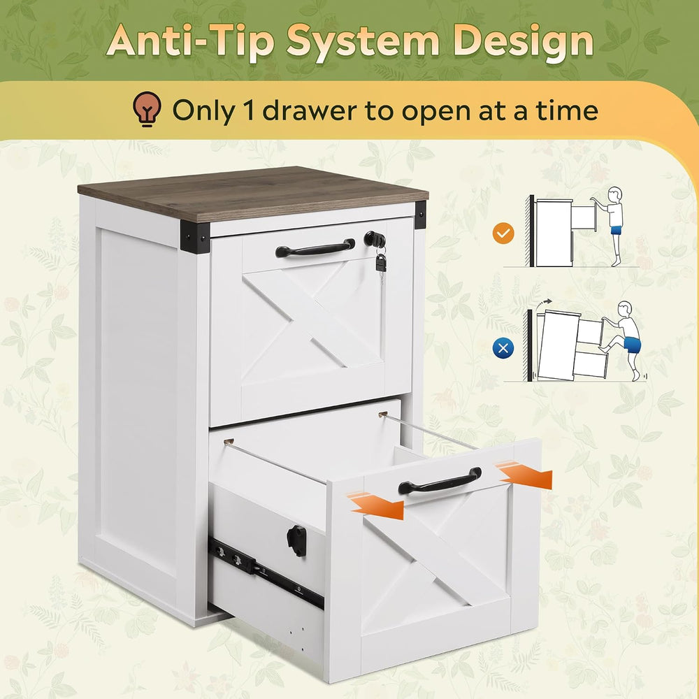 DEVAISE 2-Drawer File Cabinet with Lock, Wood Office Filing Cabinets, White |...