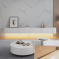 Floating TV Stand with Drawers, Pre-Assembled Wall Mounted TV Console, Modern Floating Media Console for Living Room, Space-Saving Floating TV Cabinet (White (with Led), 86.6in/220cm)