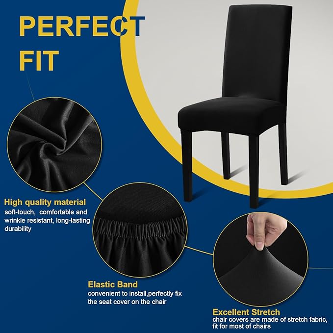 Chair Covers, Stretch Kitchen Chair Covers/Dining Room Chair Covers Set of 8, Removable Washable Dining Chair Slipcovers for Home, Hotel, Banquet