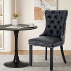 SoarFlash Kitchen Table and Chairs for 2, 31.5" Dining Table Set for 2 with Leather Upholstered Chairs, 3 Piece Round Kitchen Table Set, Dining Room Table Set for Small Space, Apartment, Black/Grey