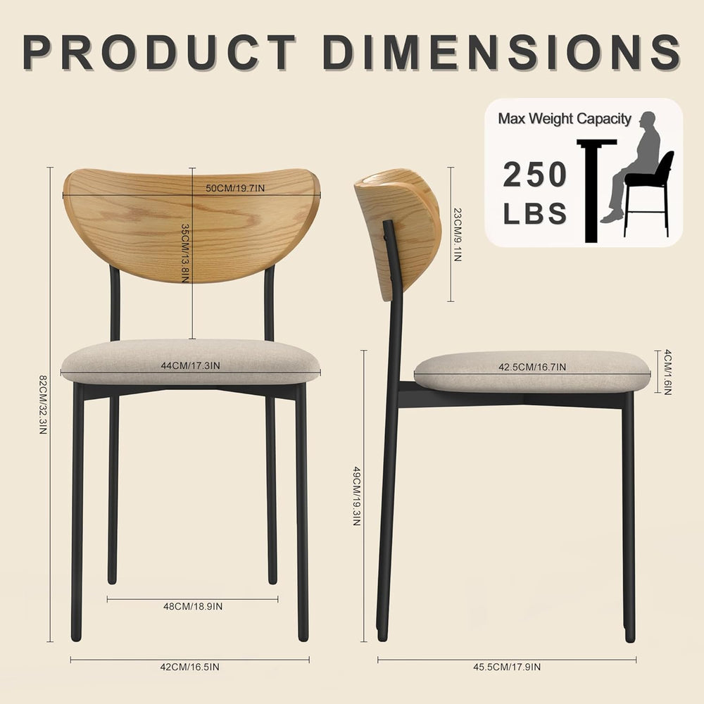 Beige Dining Chairs Set of 4, Upholstered Modern Kitchen Chairs Dining Room C...
