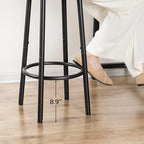 HOOBRO Bar Stools, Set of 2 Bar Chairs, Kitchen Round Height Stools with Footrest, Breakfast Barstools, Sturdy Steel Frame, for Dining Room, Kitchen, Party, Easy Assembly, Greige BG03BY01