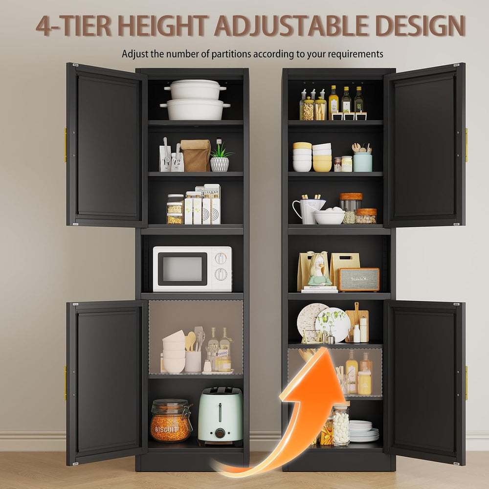 Kitchen Pantry Storage Cabinet,66.9" Tall Metal Storage Cabinet with 2 D...