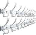 Dseap MaxStrong 2.0 Coat Rack Wall - 37” Long 10 Tri Hooks - Ultra Heavy-Duty Stainless Steel Wall Mount Coat Hanger, Hook Rail for Clothes Hats Jacket Towels Silver, Pack of 2