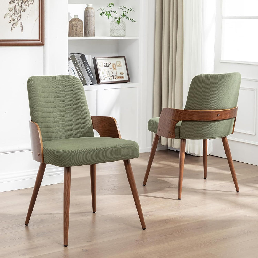 Dining Room Chairs Set of 2,Mid Century Modern Kitchen Chairs,Green Corduroy ...