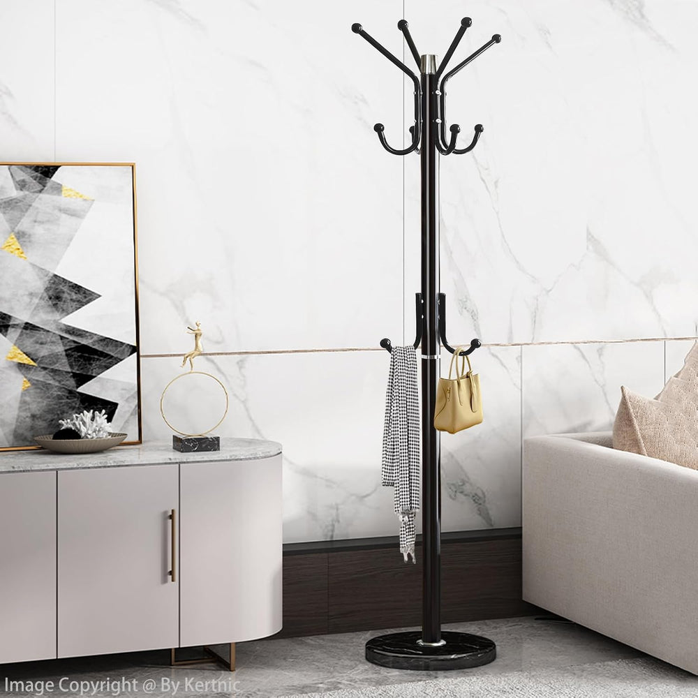 Kertnic Modern Coat Rack Freestanding with Natural Marble Base & Sturdy M...