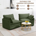 ROWHY Sectional 2 Seat Cloud Loveseat with 2 Throw Pillows, Modern Corduroy Love Seat Sleeper Bed, Convertible Cozy Sofa for Living Room and Office, Green