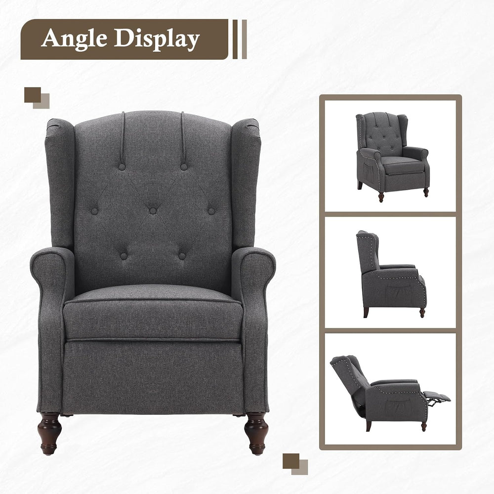 Wingback Recliner Chair, Push Back Arm Chair (2,Grey)