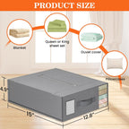 WOWBOX Bed Sheet Organizers and Storage,Closet Organizer Under Bed Storage | Bed Sheet Organizer with Label Cards & Clear Window for Bedding Sheets,Duvet Covers,Blankets (6 Pack,Gray)